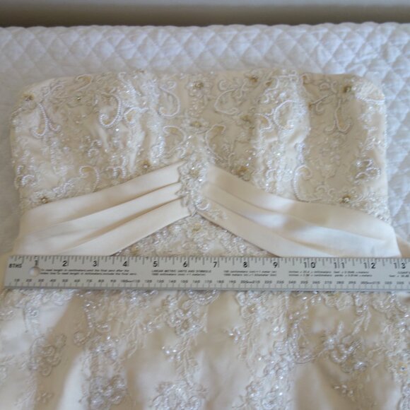 NWT $599 DAVID’S BRIDAL Champaign Beaded Pleated Sleeveless Wedding Dress – Sz 4 - Picture 10 of 11